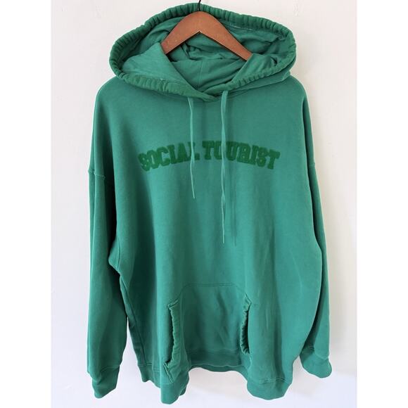 Social Tourist Hollister Sweatshirt Hoodie Mens XL Green Cotton Blend Preppy - Picture 1 of 10
